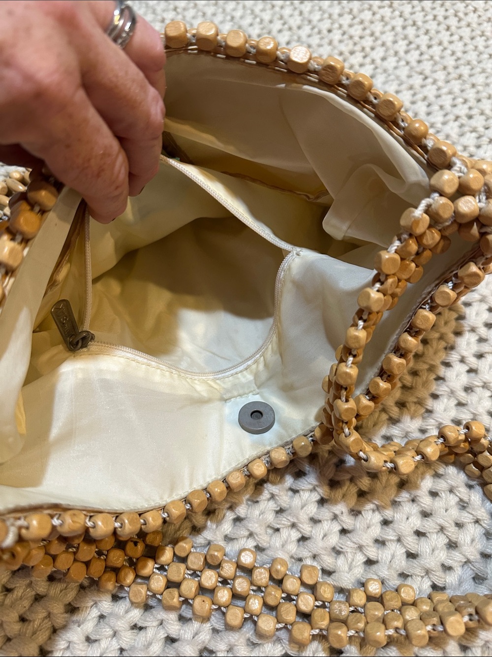 The Sak Beaded Crescent Shoulder Bag in Tan - Picture 3 of 4